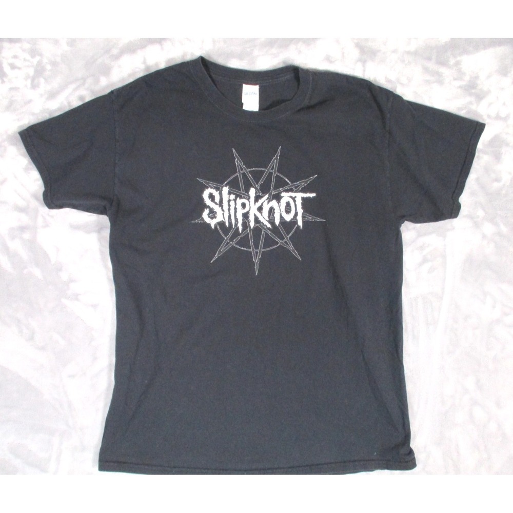 Y2K Slipknot T Shirt Large Black Double Sided Rebel 8 Goat Star Graphic Band Tee
